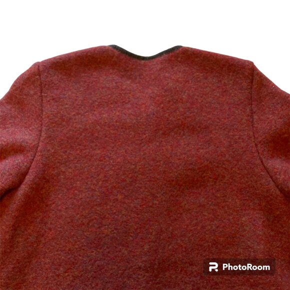 LL Bean Blazer Jacket Burgundy Button-Up Cardigan Wool Made In Austria VTG - Picture 10 of 15